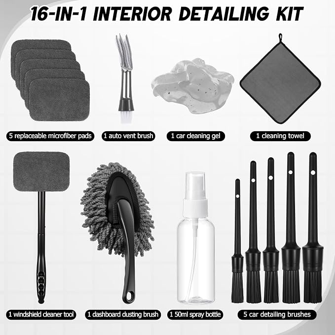 16 Pcs Windshield Cleaner Tool, Car Cleaning Kit - Image 2