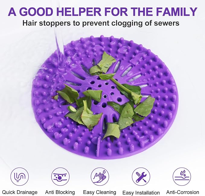 Drain Hair Catcher Durable Silicone Hair Stopper Shower Drain Covers - Image 8