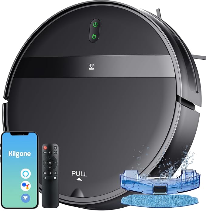 Robot Vacuum and Mop Combo, 2-in-1 Robotic Vacuum Cleaner by Kilgone