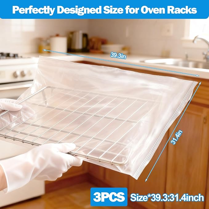 XANGNIER 3 Pack No Scrub Oven Rack Cleaning Bags 39.3 * 31.4in, No Cleaner - Image 8