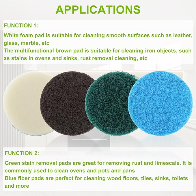 16pcs Electric Cleaning Brush Pad Set 4 Foam Pads 4 Kitchen Mats 4 Performance - Image 7