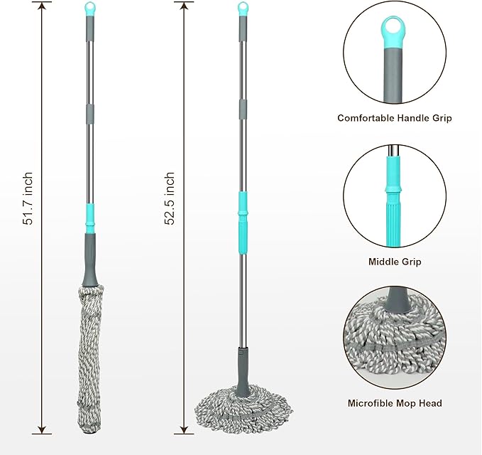 Self Wringing Mop Floor Cleaning, Easy Squeeze Twist Mop, Heavy Duty Wet Mops - Image 7