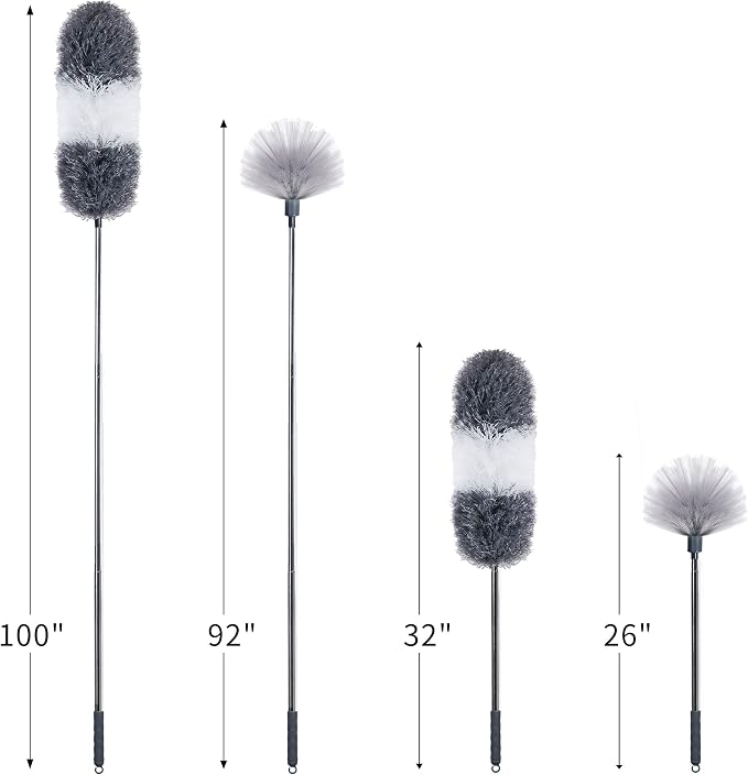 BOOMJOY Microfiber Feather and Cobweb Duster Set, Bendable Head and 100 inches - Image 7