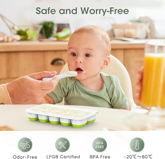 DOQAUS Ice Cube Tray with Lid and Bin, 4 Pack Silicone Plastic Ice Cubes Trays - Image 2