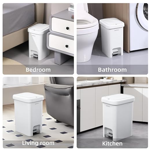 MOPALL Trash Can with Lid, Garbage Can with Press Top & Foot Pedal, Kitchen - Image 6