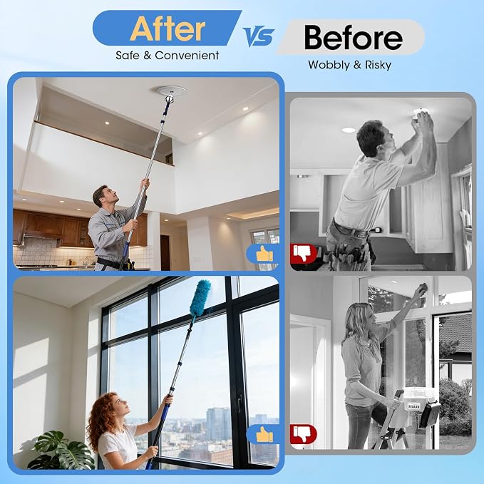 Light Bulb Changer for High Ceilings, 3.4-12.4FT Extension Pole Telescopic - Image 6