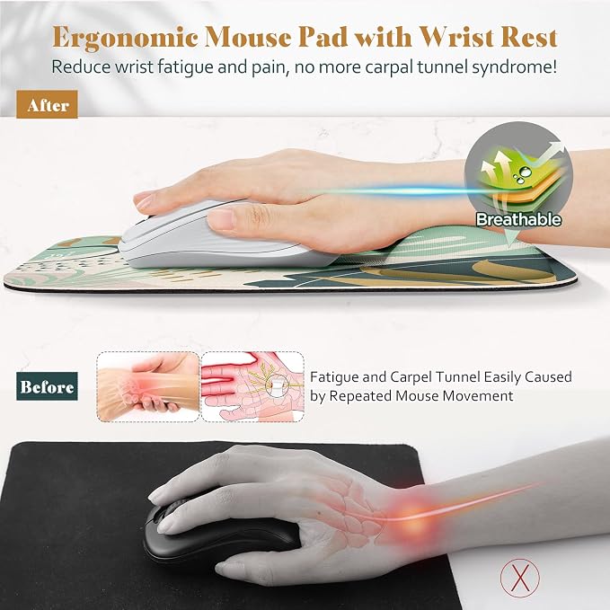 Gimars Large Smooth Superfine Fibre Memory Foam Ergonomic Mouse Pad Wrist Rest - Image 3