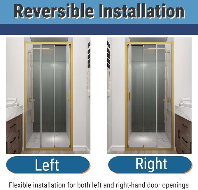 36" W x 78" H 3-Panels Sliding Shower Door, Shower Door Clear 6mm Tempered Glass - Image 6