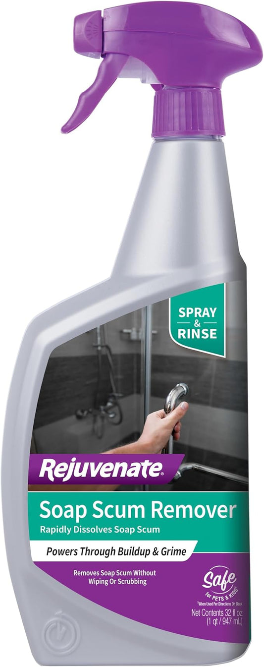 Rejuvenate Soap Scum Remover, 32 Ounces, Easily Dissolves Soap Scum Without by Rejuvenate