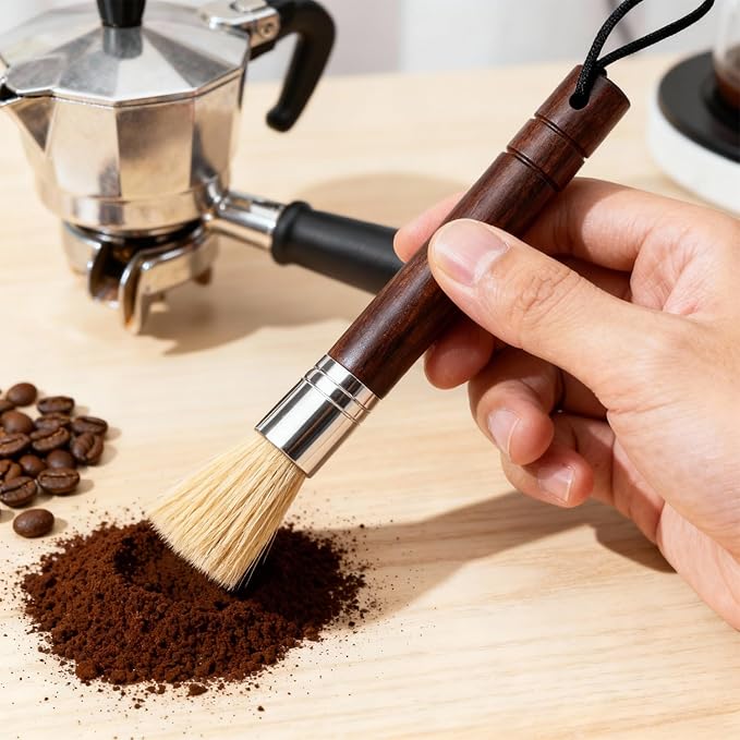 Coffee Grinder Cleaning Brush Dusting Espresso Brush Cleaner Wood Handle and - Image 3