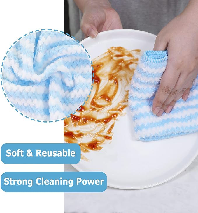 Choicy Microfiber Cleaning Cloth Absorbent Kitchen Towels Dish Cloths Washable - Image 2