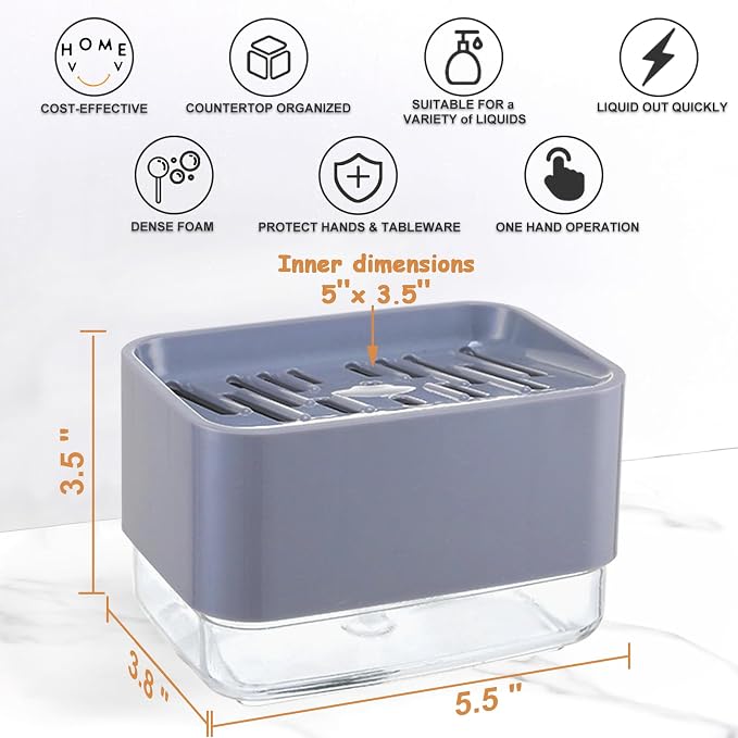 Dish Soap Dispenser with Sponge Holder - Image 2