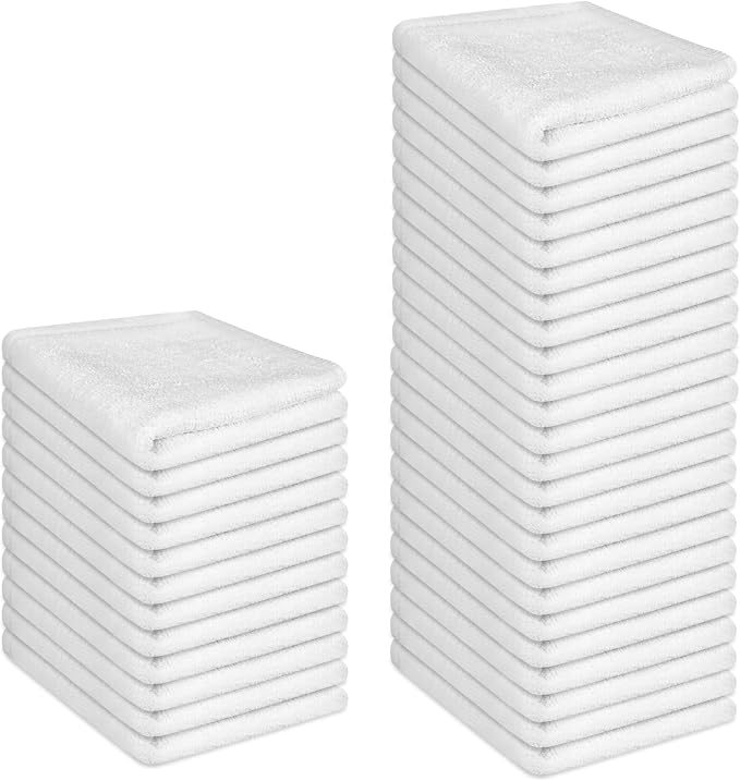 36 Pack 100% Cotton Wash Cloth, 12x12 Inch Highly Absorbent and Soft Feel by INFICRIME