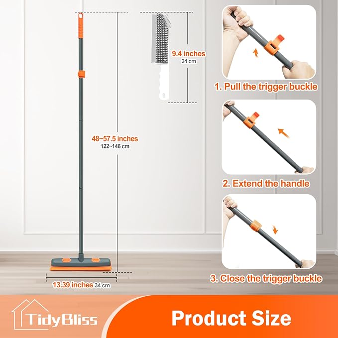 Pet Hair Removal Broom, 57.5 inches Rubber Brush Carpet Rake - Image 6