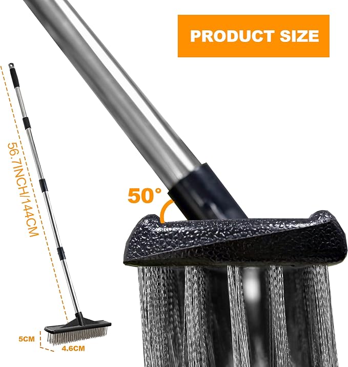 Heavy Duty Floor Scrub Brush Stainless Steel Wire Floor Scrubber - Image 6