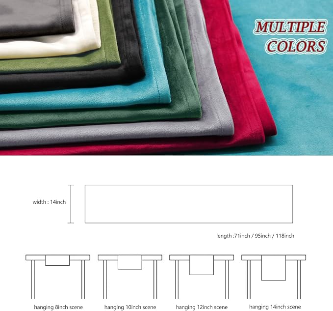 BALCONY & FALCON Velvet Table Runner Luxury Machine Washable Dresser Scarves for Dinner Farmhouse Parties Home Kitchen 14 x 71 inch, Dark Gray