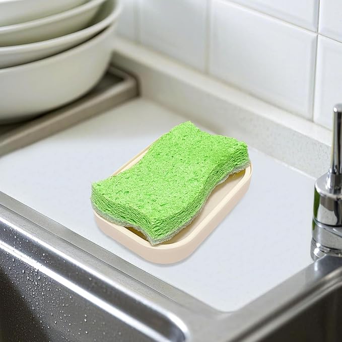 Double Layer Draining Soap Dish, Plastic Dishwashing Sponge Soap Holder - Image 6