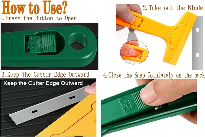 2pack Razor Blade Scraper, Industry Glass Window Scraper, Heavy Duty Cleaning - Image 5