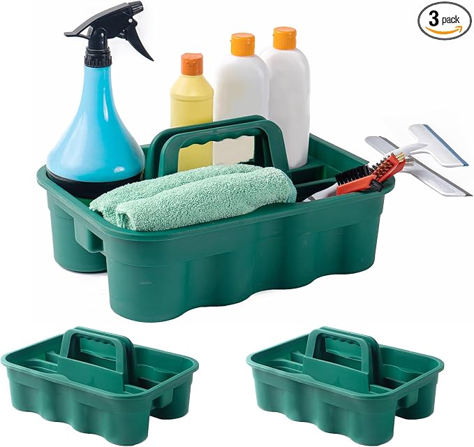 Matthew 3 Pack Large Plastic Tote Tool & Deluxe Supply Cleaning Caddy by MATTHEWCLEANINGPRODUCTS