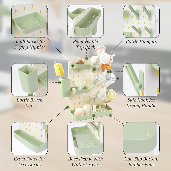 Baby Bottle Drying Rack Space Saving Countertop Vertical Rack - Image 4