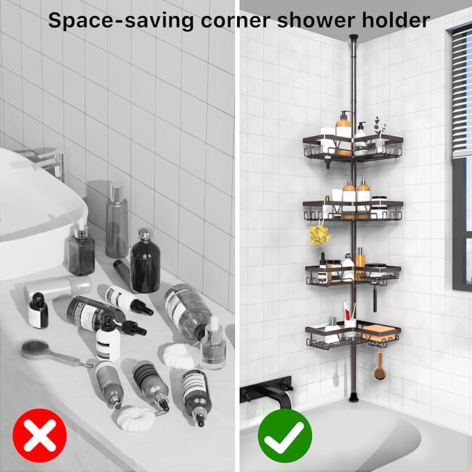 KEGII 4-Tier Corner Shower Caddy Tension Pole - Image 7