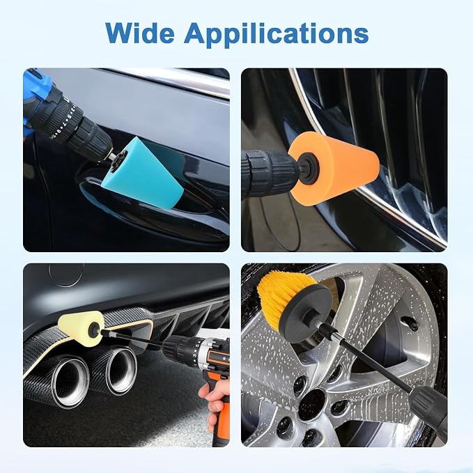 Linkstyle 5PCS Drill Polishing Cone Set, Car Wheel Polisher Sponge Pad Kit - Image 7