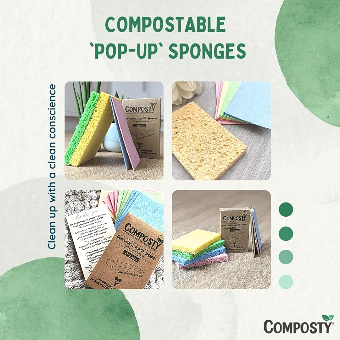 Pop-Up Compostable Sponges 12-Pack – Eco-Friendly Biodegradable Cellulose - Image 9