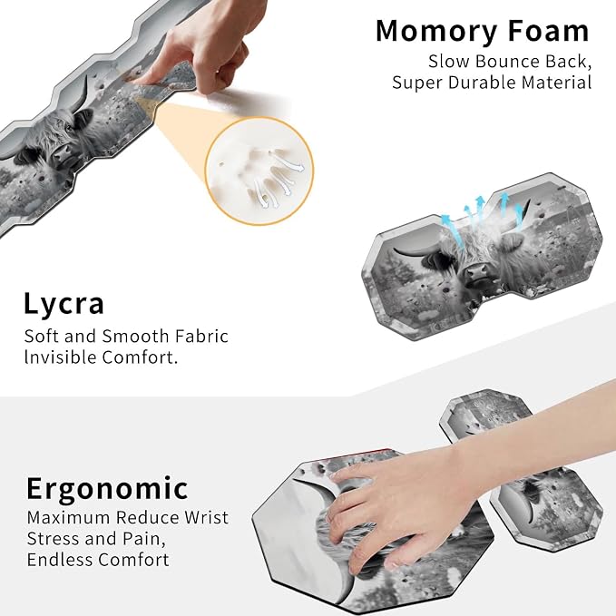 Ergonomic Mouse Pad with Wrist Support Gel and Keyboard Wrist Rest Set + Coaster - Image 3
