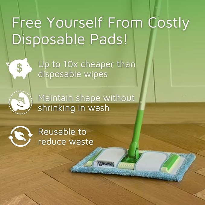 Reusable Microfiber Mop Pad for Swiffer Sweeper, 12.5'' Refill Washable for - Image 2
