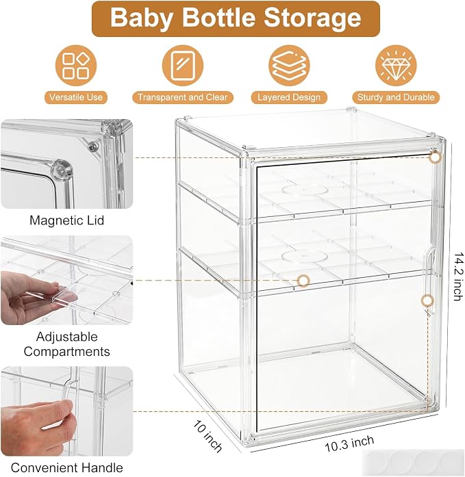 Baby Bottle Organizer – 3 Tier Acrylic Bottle Storage Organizer container - Image 2
