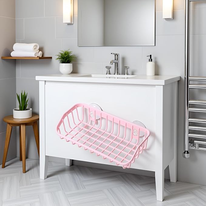 Pink Multifunctional Drain Rack, Hanging Storage Rack Drain Rack Sink Shelf - Image 4
