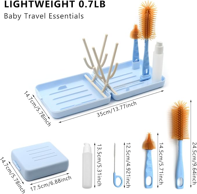 Portable Baby Bottle Brush Kit Premium Silicone Bottle Cleaner Brush, Nipple - Image 3