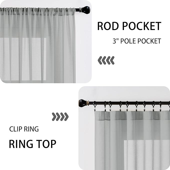 Tollpiz Sheer Door Curtains Closet Linen Textured Curtains Sheer Doorway Light - Image 5