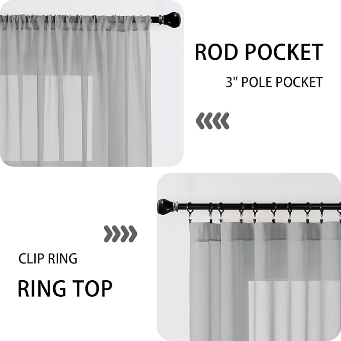 Tollpiz Sheer Curtains Closet Linen Textured Curtain Sheers Doorway Light - Image 5