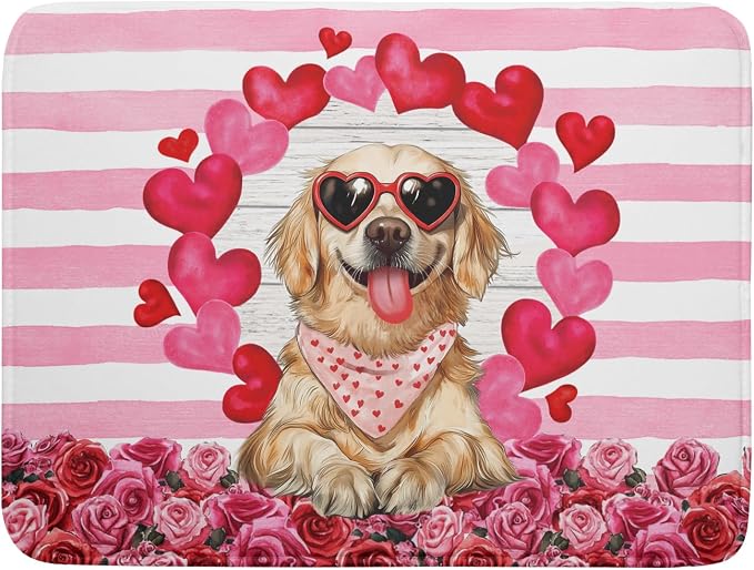 Valentine's Day Dog Dish Drying Mat by Giwawa