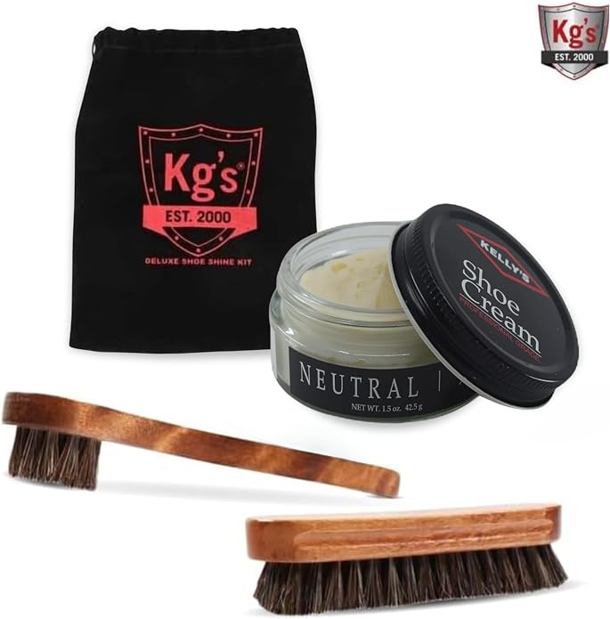 Kg's Shoe Shine Kit Includes Polish, Horsehair Brush, Applicator, and Storage - Image 6