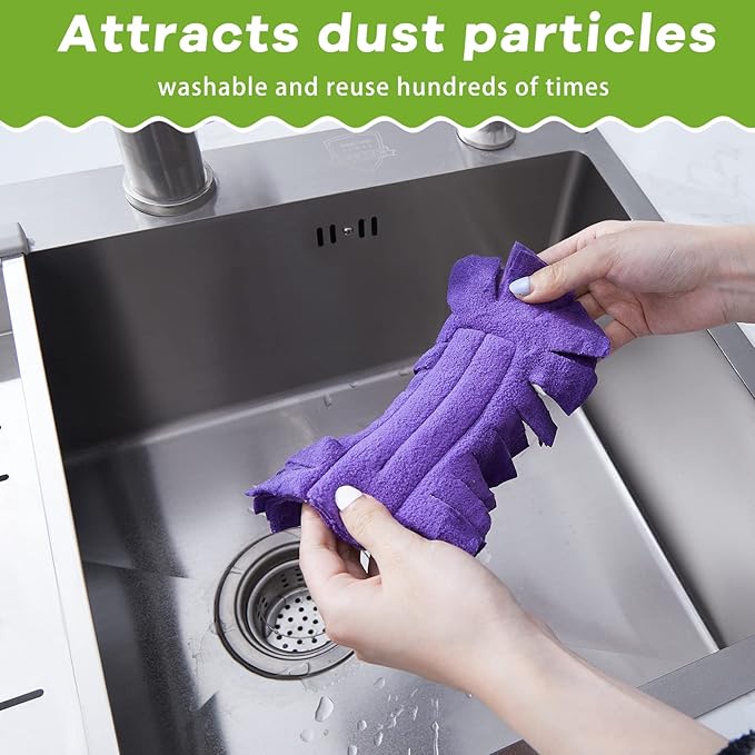 Zubebe 40 Pcs Duster Refill Reusable Fleece Duster Refills Feather Flat Dusters - Image 3