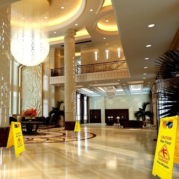 12-Pack Caution Wet Floor Signs | Foldable Sturdy Double-Sided Bilingual Saftey - Image 6