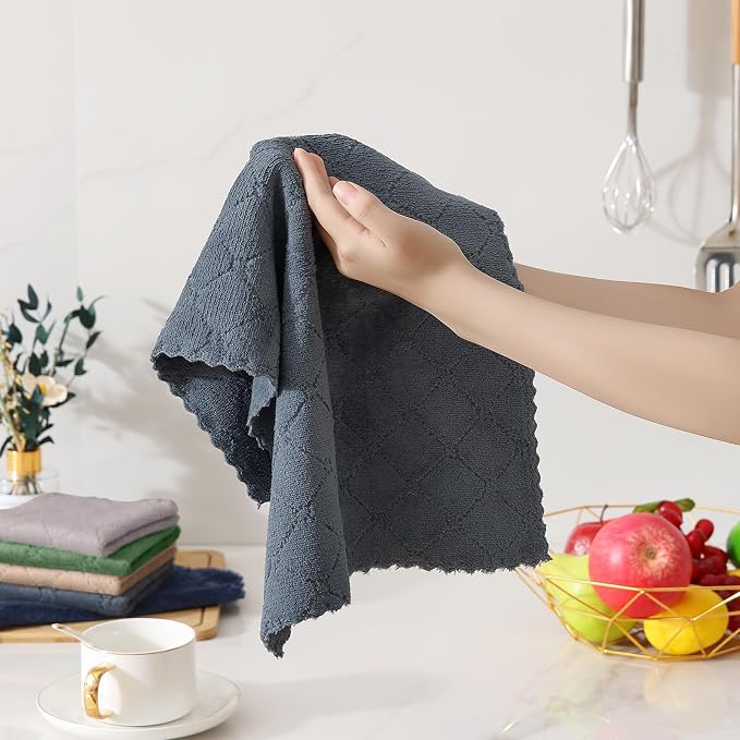 Homaxy Kitchen Towels and Dishcloths Set, 10 x 10 and 13 x 19 Inches, No Lint - Image 3