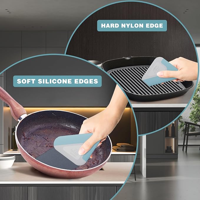 Food Scraper, 2-in-1 Pot and Pan Dish Scraper, Nylon and Silicone, Kitchen - Image 4