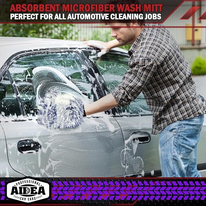 AIDEA Car Wash Mitt Microfiber, 1PK Scratch Free Lint-Free, Wheel Cleaner Mitts - Image 8