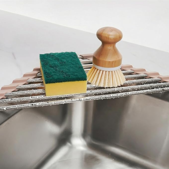 Tomorotec Foldable Stainless Steel Triangle Roll-Up Dish Drying Rack - Image 3