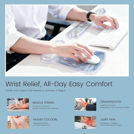 Ospelelf Mouse Pad with Wrist Rest and Ergonomic Gel Keyboard Hand Wrist - Image 2