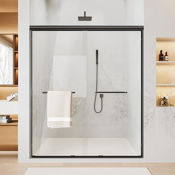 50-54" W x 70" H Double Sliding Shower Door, Semi-Frameless Shower Door by FINDEPOT