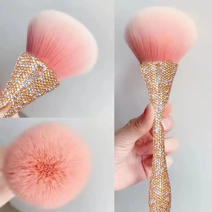 WOKOTO 1pcs Gold Rhinestone Nail Dust Brushes - Image 3