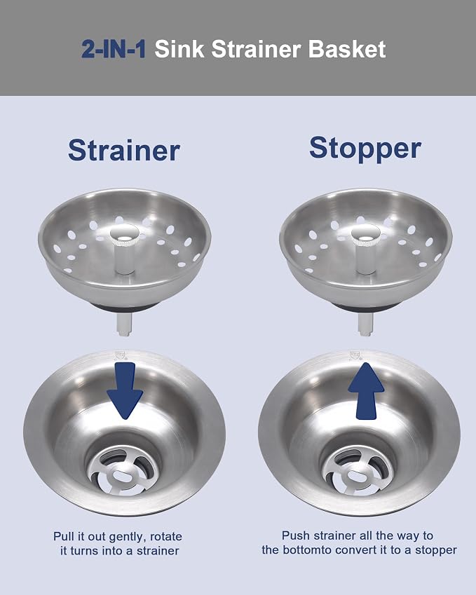 KONE 2PCS Kitchen Sink Basket Strainer Replacement - Image 5