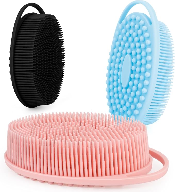 3 PCS Soft Silicone Body Scrubber, Silicone Body Shower, Silicone Loofah 2 in 4 by Bsofing