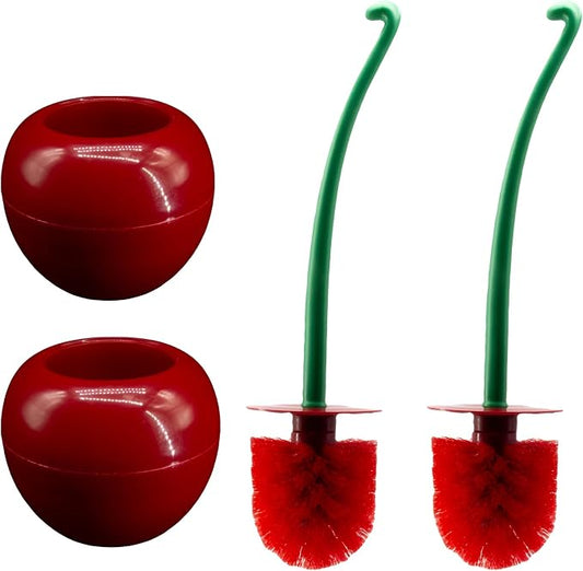 Toilet Brush Household Bathroom Cleaning Cherry: 2-Pack Adorable Shape - Image 2