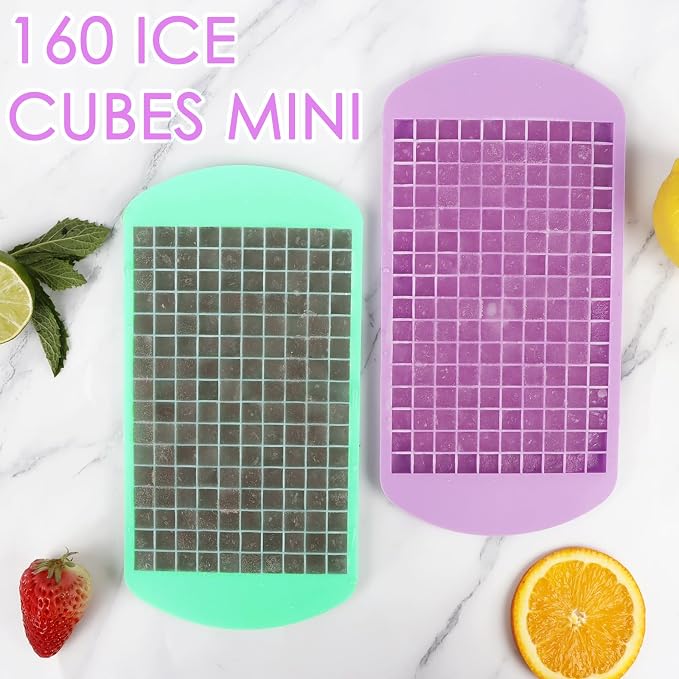 Silicone Mini Ice Cube Trays 2 Pack, 160 Crushed Ice Cube Molds, Easy Release - Image 5