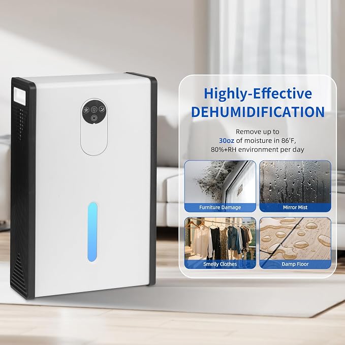 Dehumidifier for 1076 sq.ft, Quiet Portable Moisture Absorber - Image 2